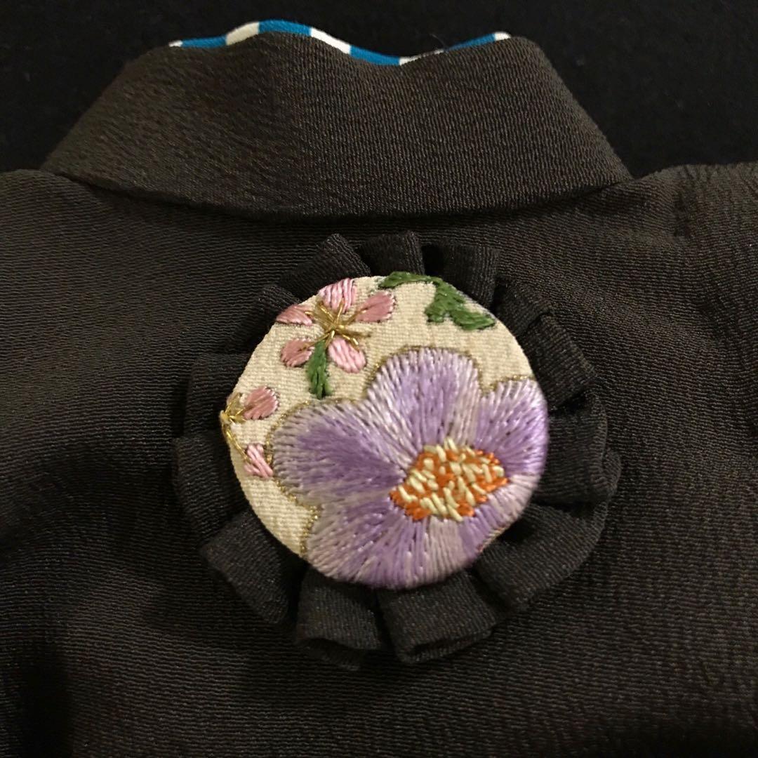 市松人形 12号 アンティーク 黒留袖 着物 帯 ＊ 留袖 大正