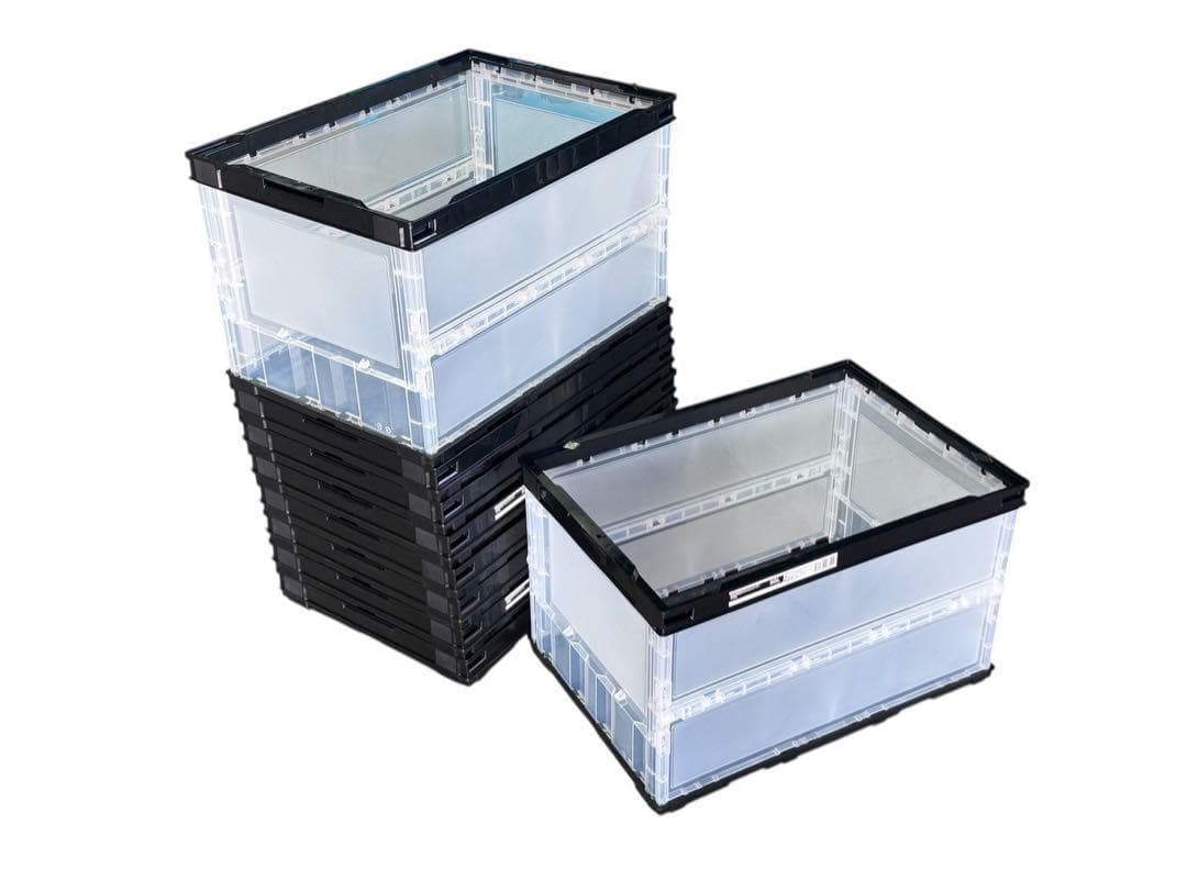 オリコン 軽量薄型 折りたたみコンテナ ケース 9個 ブラック