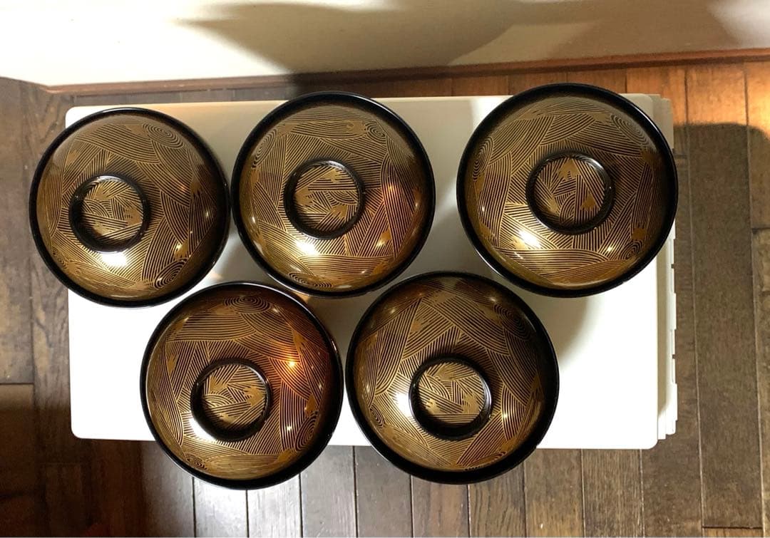 輪島塗汁椀5客揃金波蒔絵文様