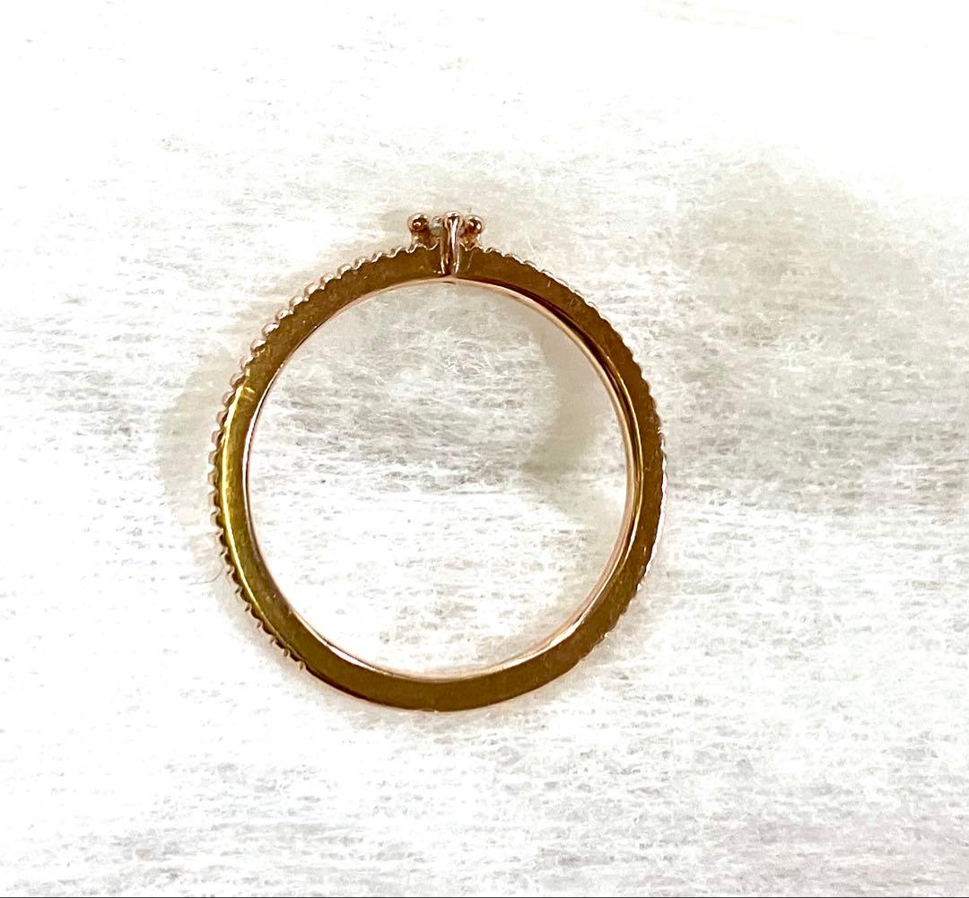 エテ　ミル打ち　k10 ローズゴールド ダイヤモンドリング