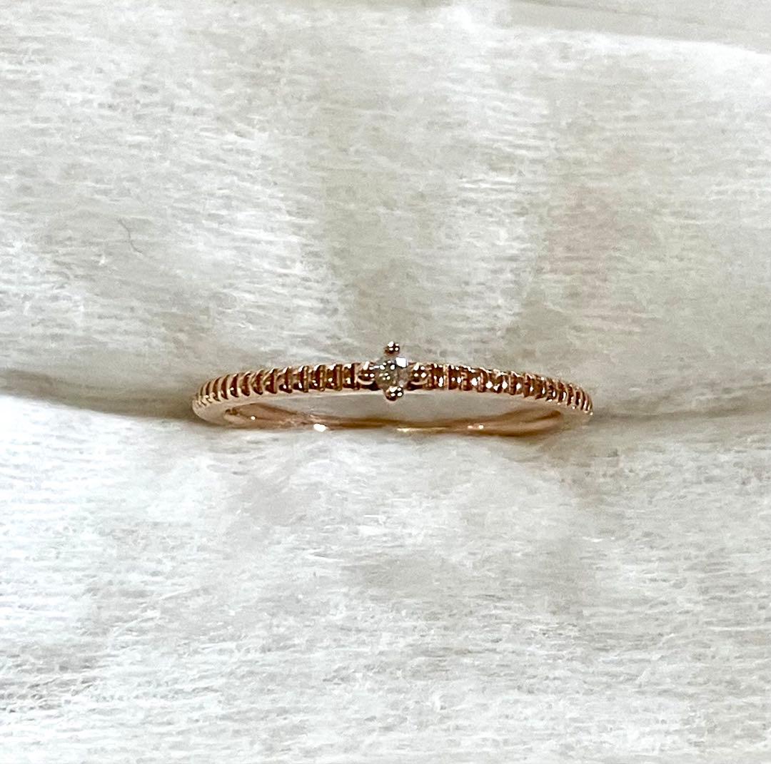 エテ　ミル打ち　k10 ローズゴールド ダイヤモンドリング