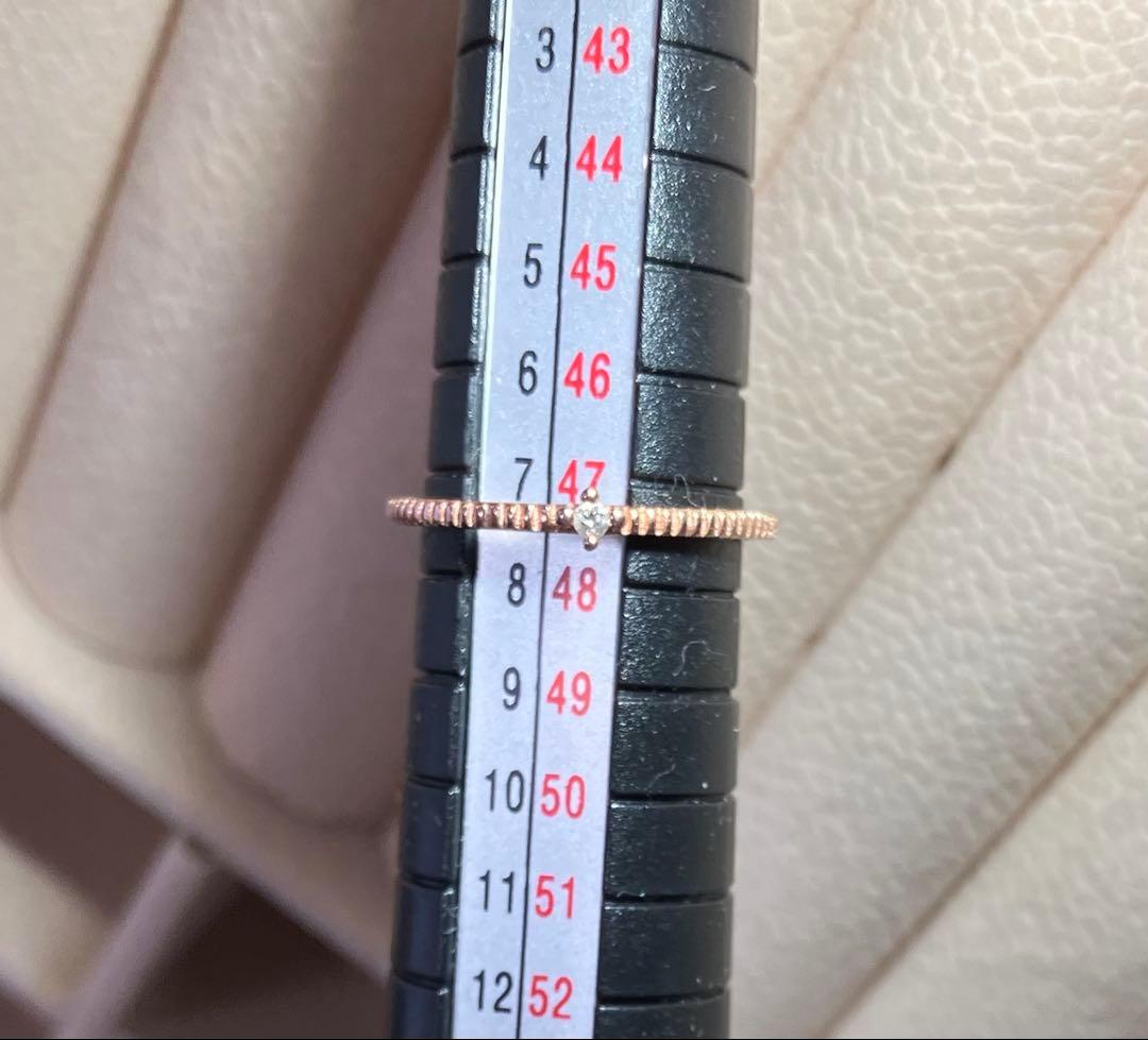 エテ　ミル打ち　k10 ローズゴールド ダイヤモンドリング