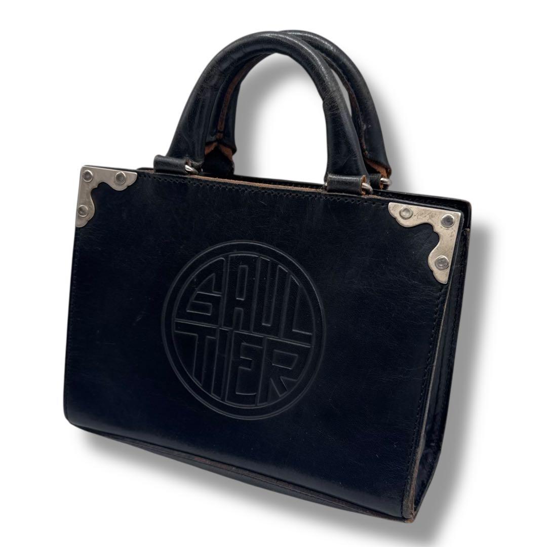 VINTAGE ゴルチエ ミニ ハンドバッグ レザー 黒