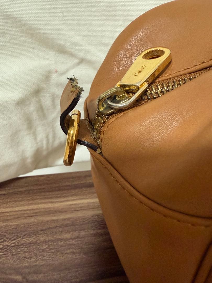 Chloé ブラウンレザーショルダーバッグ【難あり】