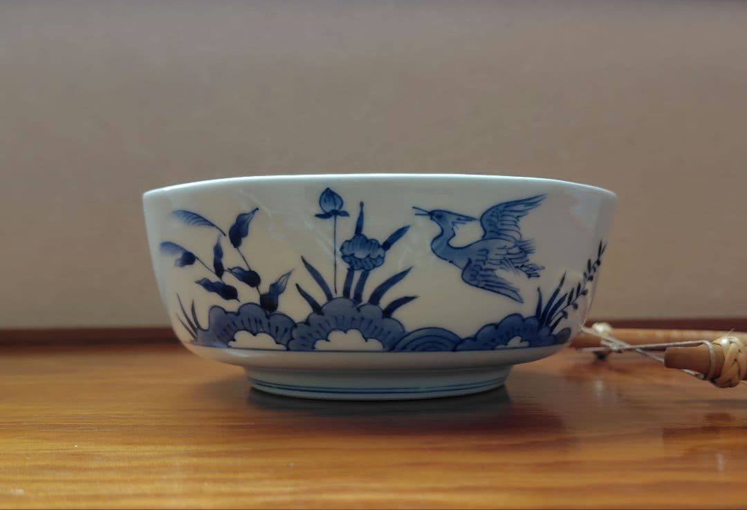 青い鳥陶器 宮内庁御用達『十四代 辻常陸』 辻製 染付花鳥 手付き 陶器