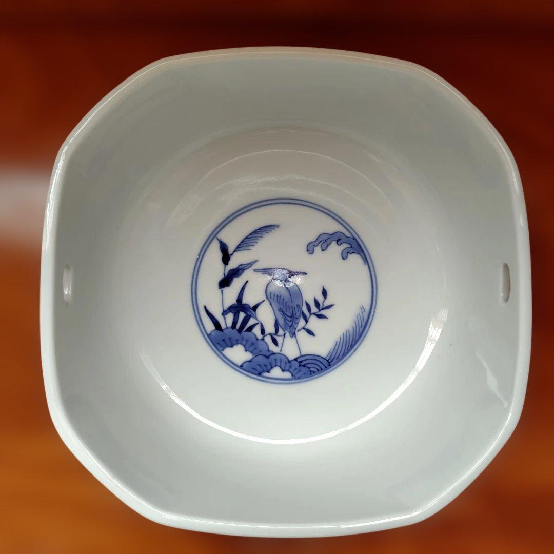 青い鳥陶器 宮内庁御用達『十四代 辻常陸』 辻製 染付花鳥 手付き 陶器