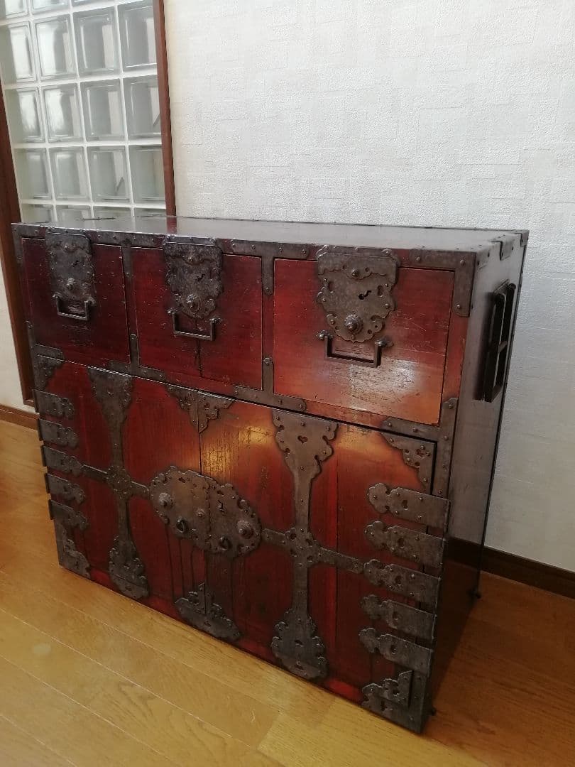 時代物 車箪笥 アンティーク 古家具 漆 古美術 帳場箪笥・船箪笥他 – 古福
