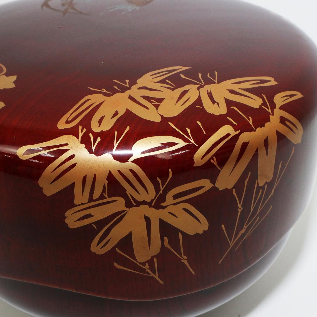 石原抱真 四君子蒔絵 春慶光琳形 菓子器 共箱