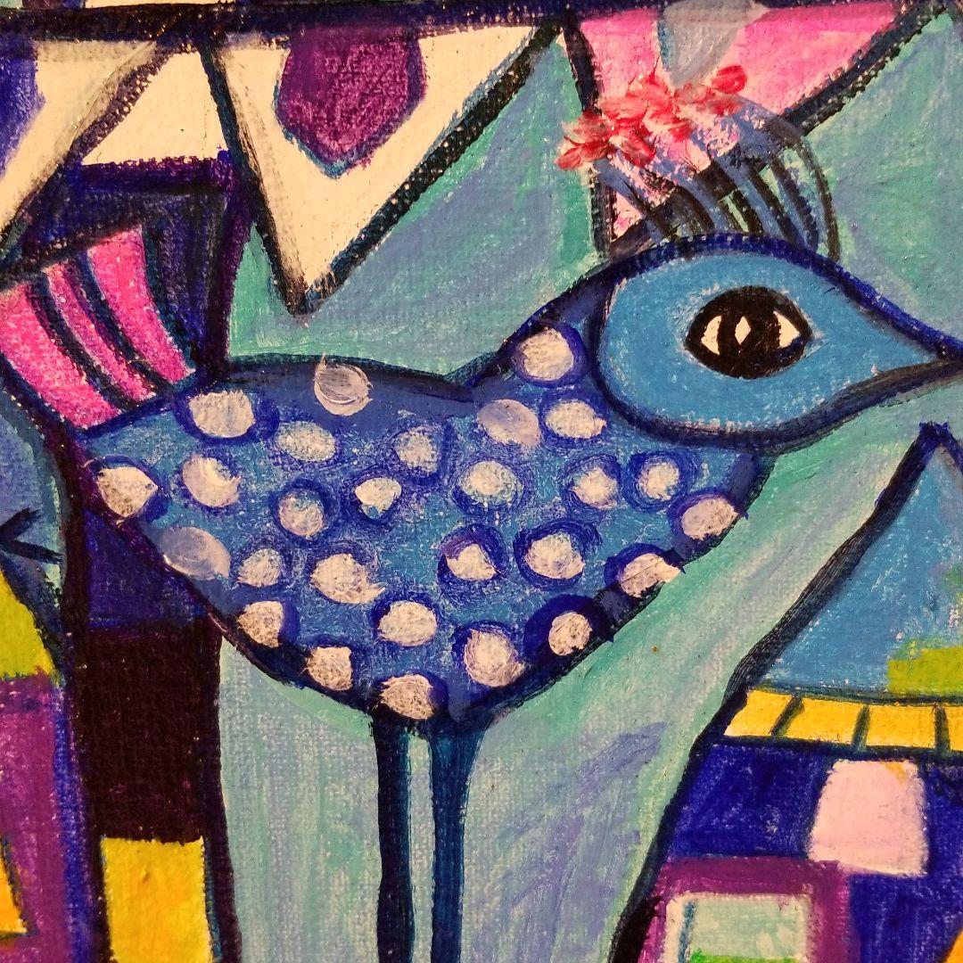 油絵 にゃんこ様専用 足の長い鳥が住む街