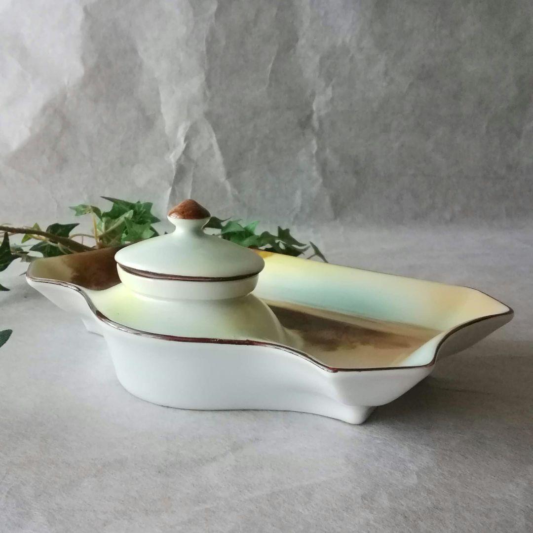 逸品　オールドノリタケ　ヤジロベー印　インク壺付きペントレー　和骨董アンティーク