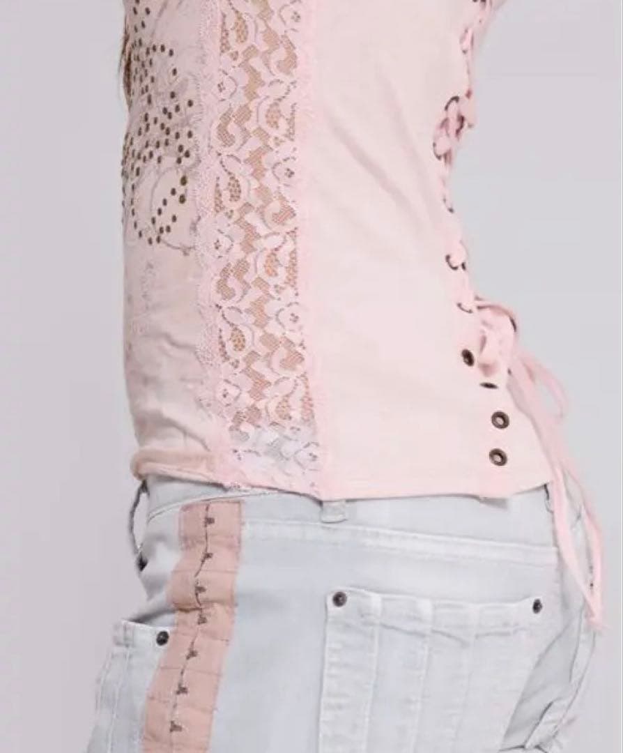 jaded london uk4 レースアップピンクタンクトップ　y2k 新品