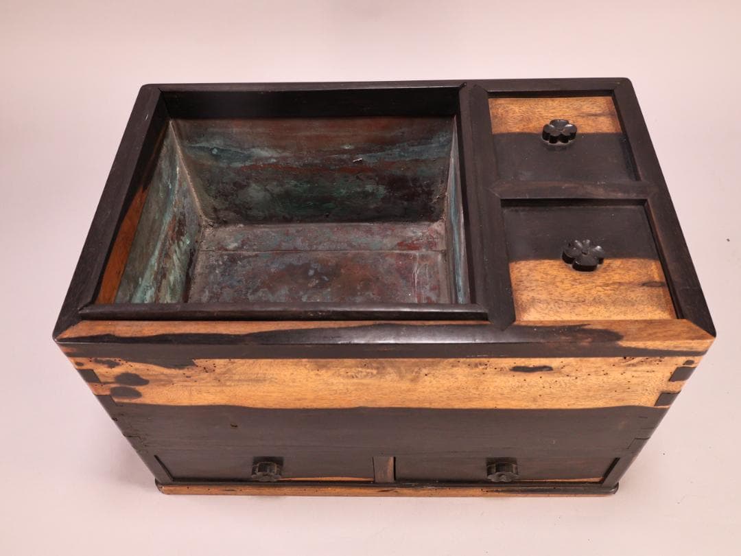 BK263 時代家具 黒柿製 豆火鉢 関東火鉢 手炙り 茶道具