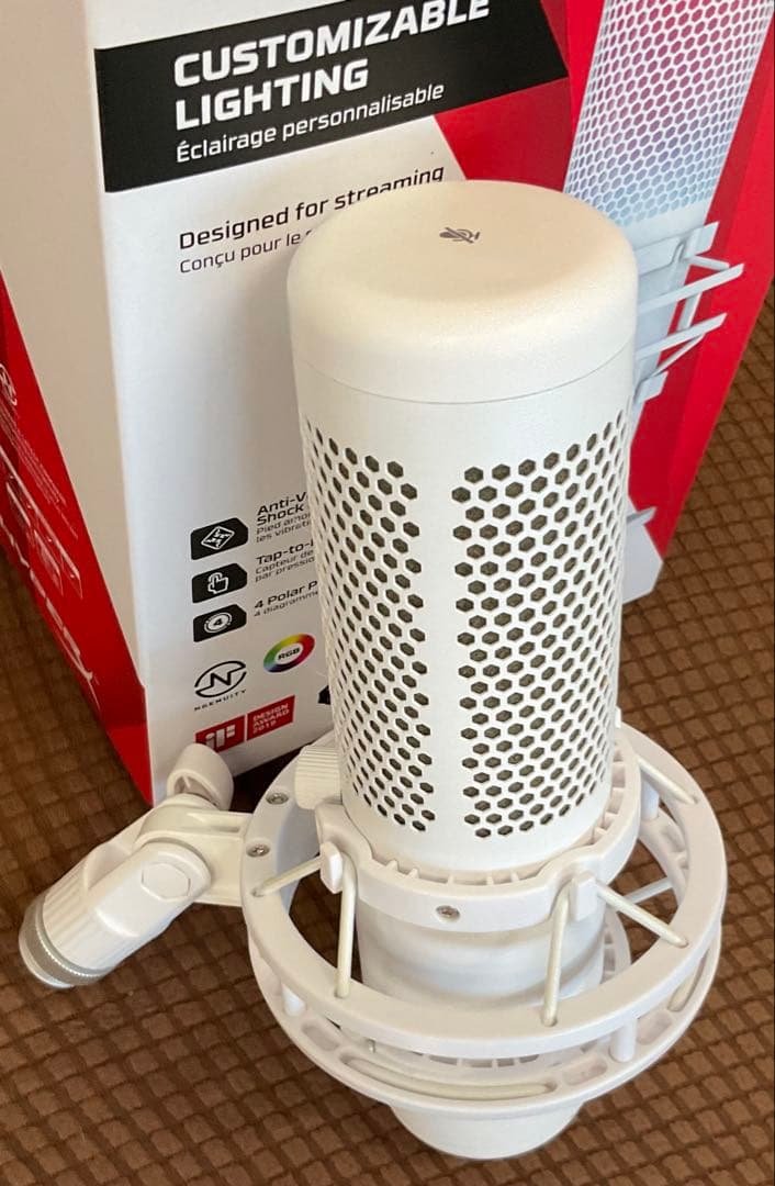 ★HyperX QuadCast S スタンドアロンマイク ホワイト 白