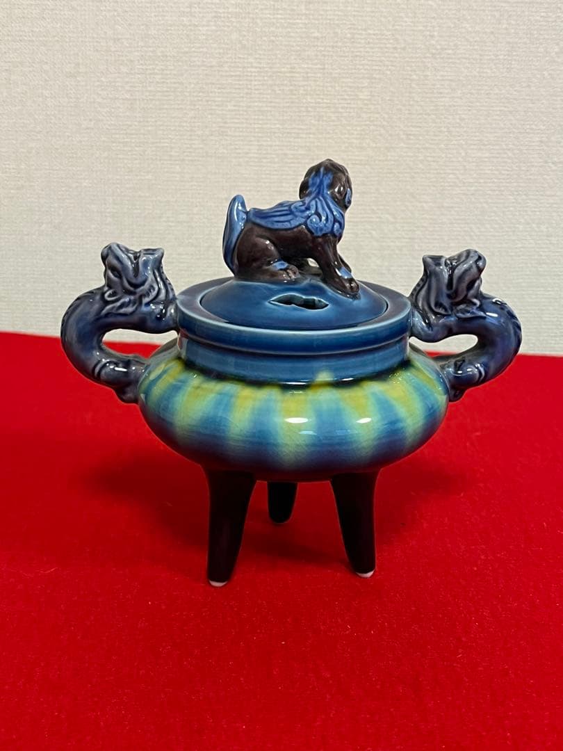 人間国宝 柳雨軒 三代 徳田八十吉(正彦銘) 彩釉 香炉 管理T174