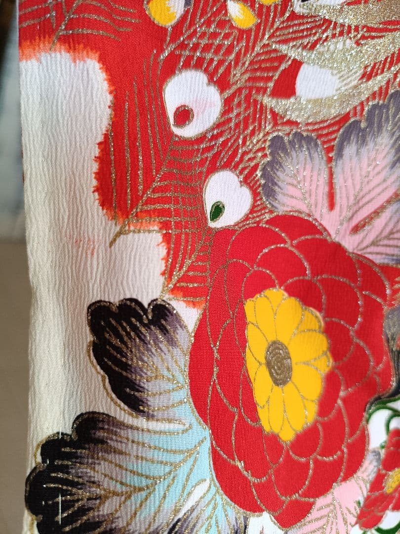 アンティーク孔雀の羽の模様☆七五三3歳着物単品