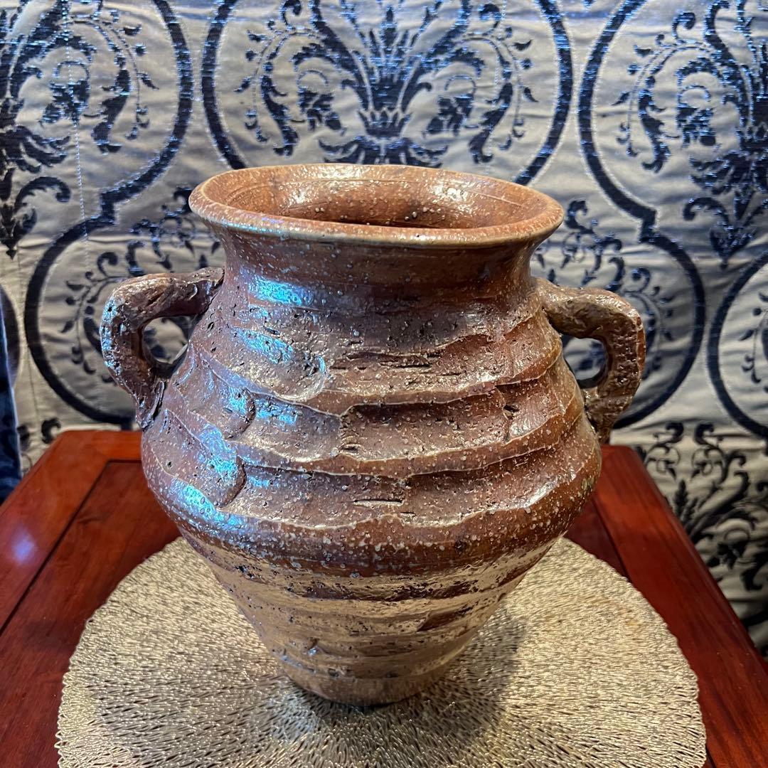 信楽焼耳付き 花入 壷 Japanese traditional crafts