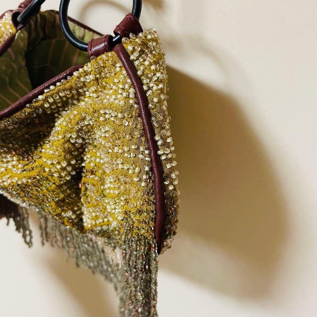 極美品✨ ジャマンピュエッシュ パーティー ハンド バッグ ミニ ビーズ