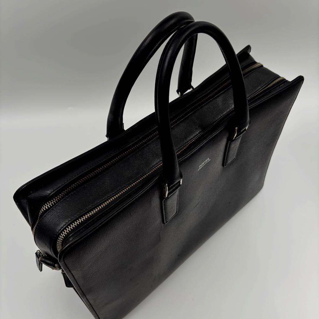 ✨美品　PORTER FLUX ビジネスバッグ 2way レザー ブラック ロゴ
