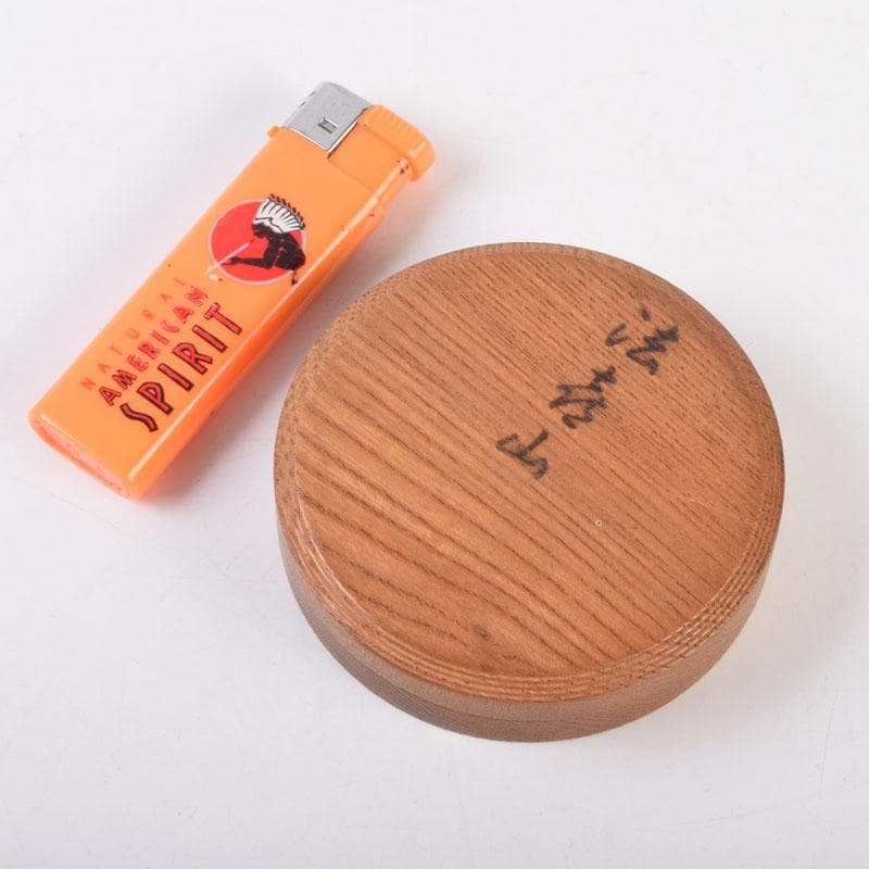 茶道具 欅製 ろくろ目 香合 在銘 共箱 V 8721