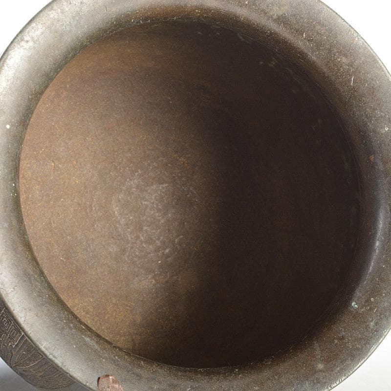 中国 古銅宣徳銅 饕餮文 建水 茶こぼし M R5895