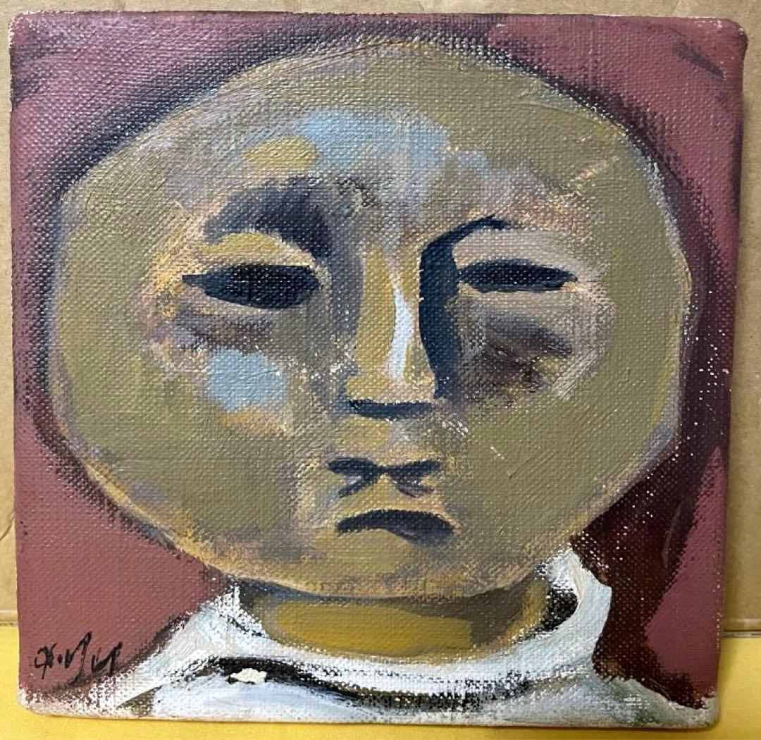 巨匠 脇田 和『顔』油彩 原画 約0号大 鬼貴重 真作保証 1