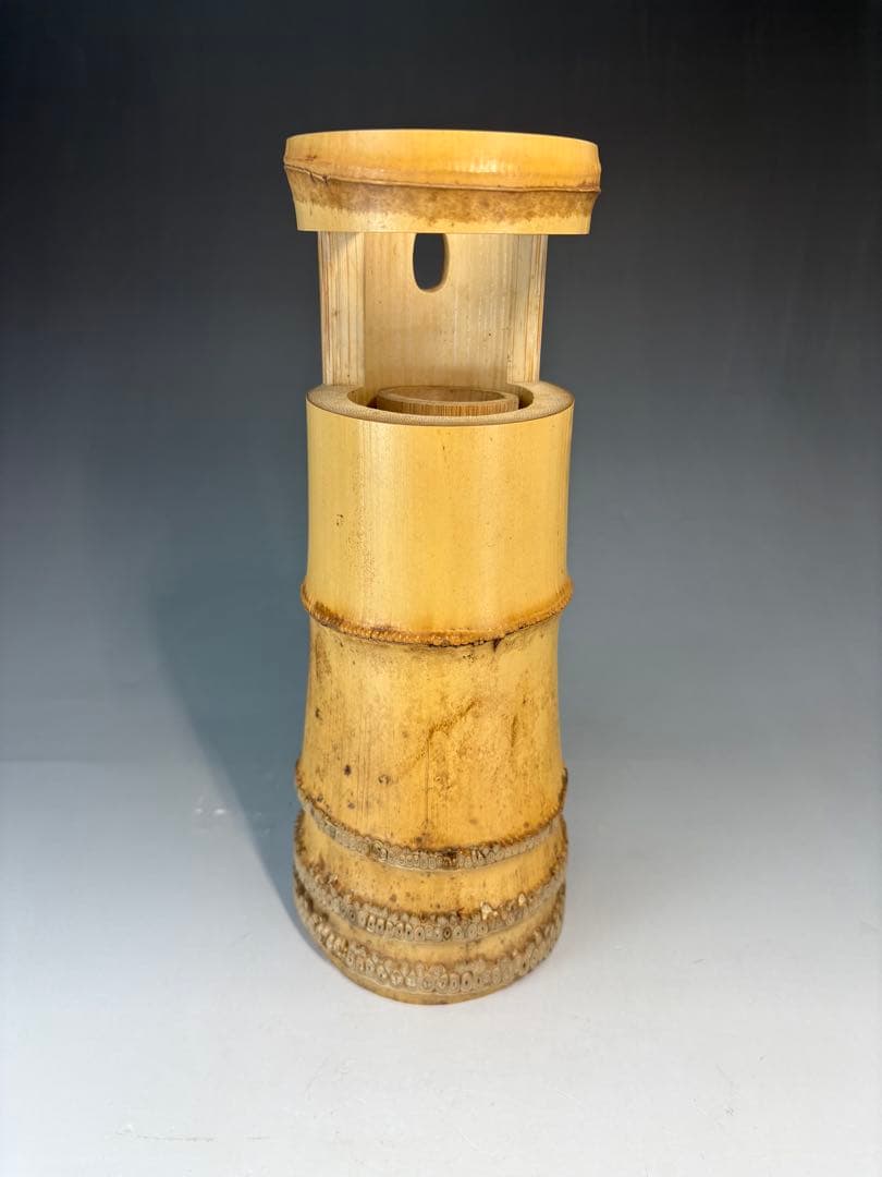 茶道具 花入 竹一重切 銘 松風大徳寺 三玄院 長谷川寛州