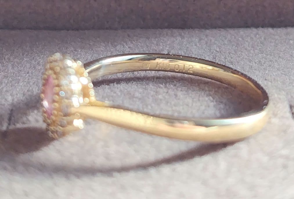 12号 K18YG ロードクロサイト ライトブラウンダイヤモンド リング ソ付