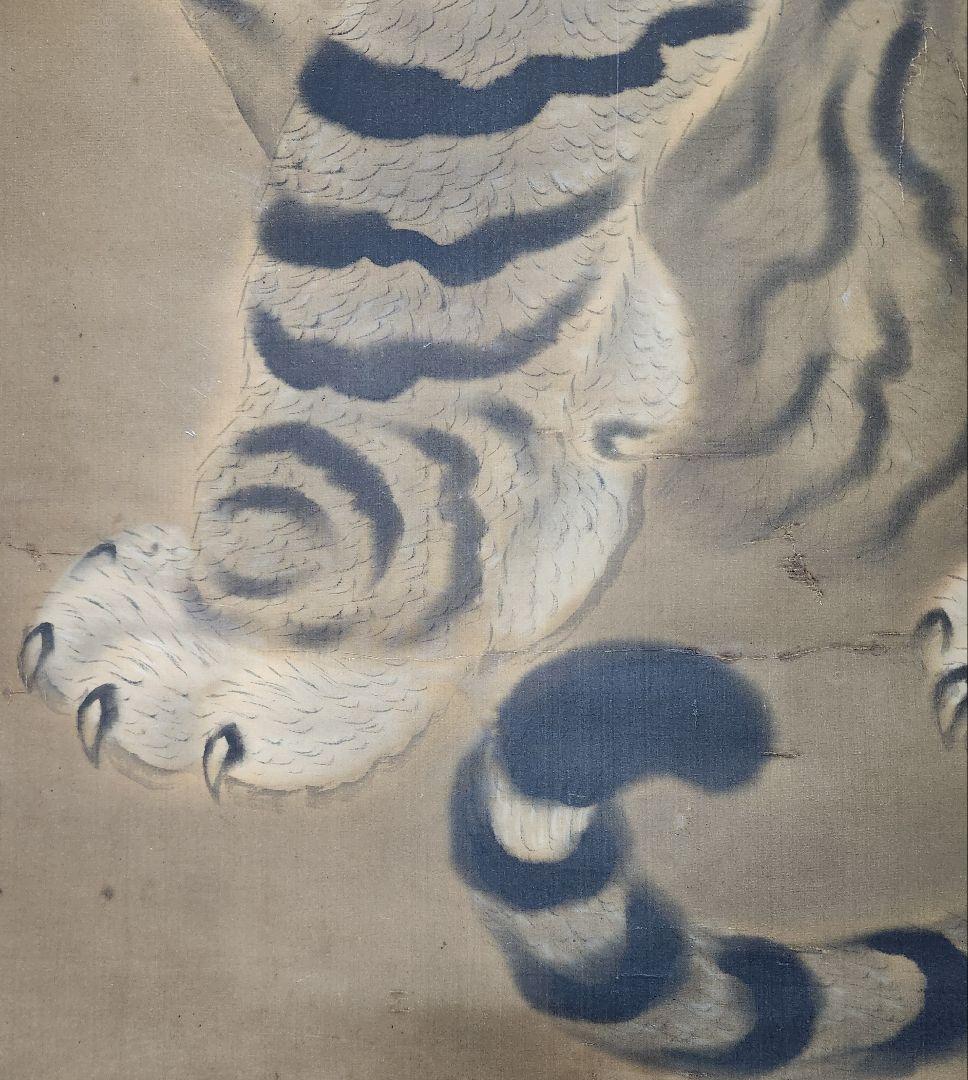 【大幅 猛虎図】新谷銕僲(鐵僊) 2679 掛け軸 肉筆