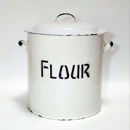 アンティーク ホーロー フラワー缶 FLOUR 白 - メルカリ