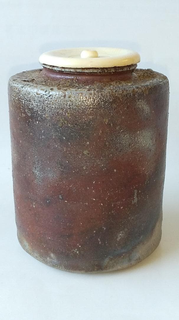 丹波茶入 尾中窯 市野信水 作 仕覆 紹鴎緞子 共箱 栞 肩衝茶入 茶入 美