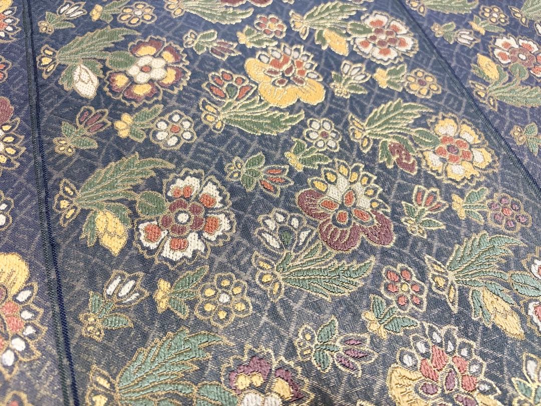 A5 更紗段文 唐草唐花 金糸 正絹 六通 袋帯 フォーマル O2