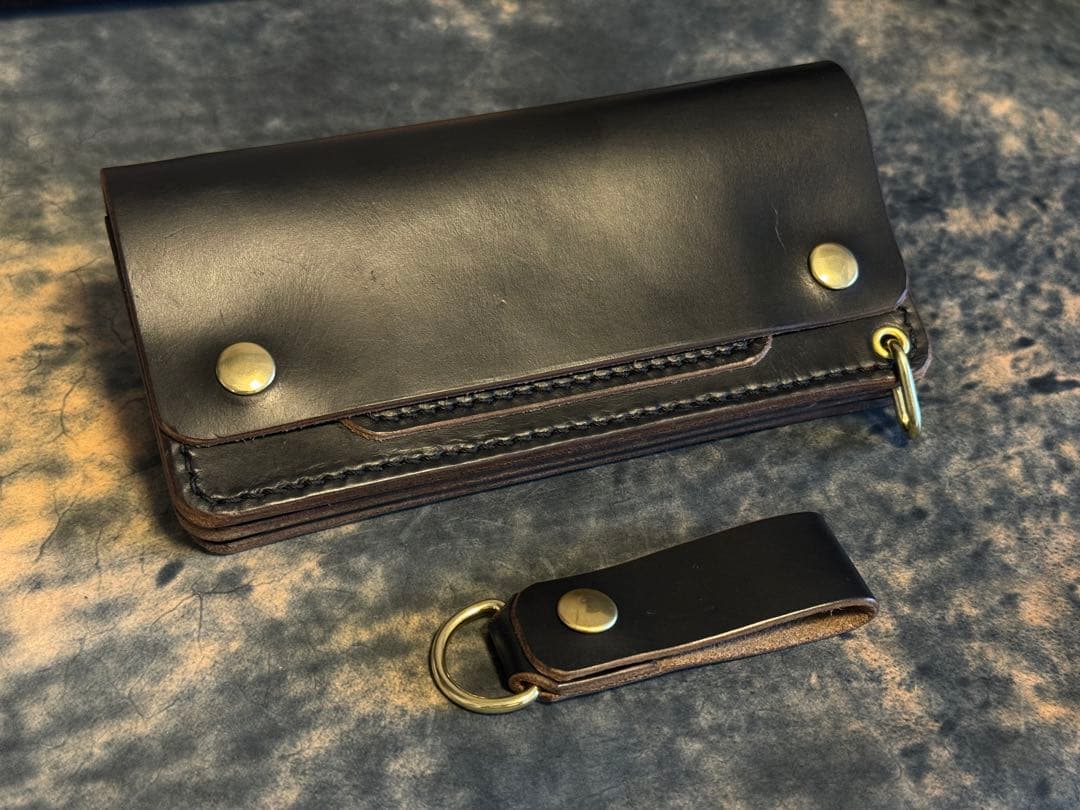 HORWEEN クロムエクセル(茶芯)トラッカーウォレット＋キーホルダー