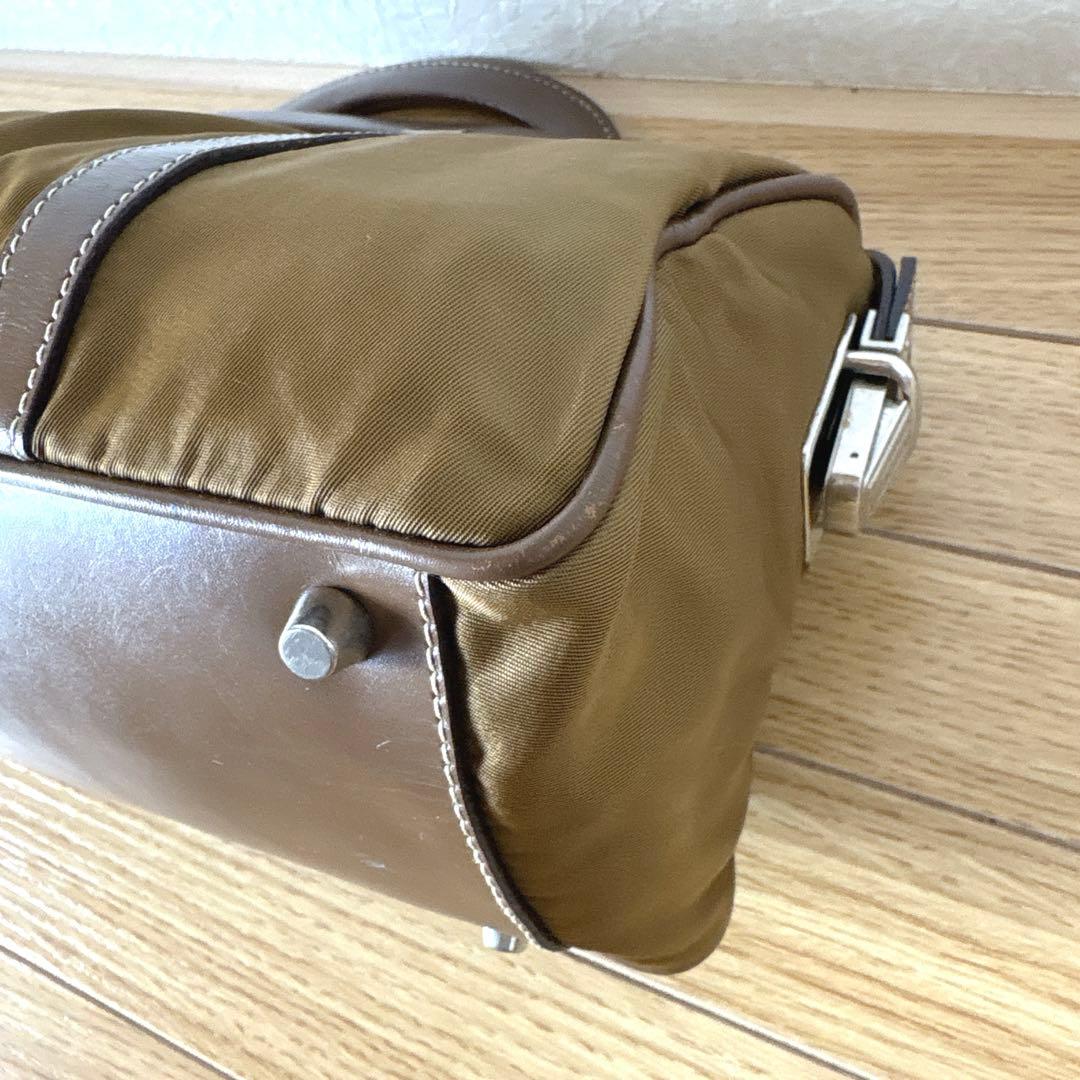 【訳あり・良品】PRADA ミニボストンバック　ミニバッグ　カーキ　ブラウン