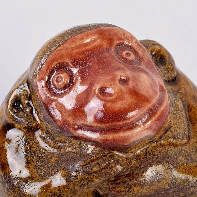 茶道具 松阪萬古 松古窯 佐久間芳丘作 猿香合 申 干支 V 8434