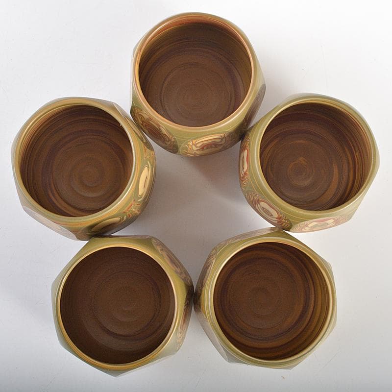 煎茶道具　常滑焼　小西洋平作　練込　茶器揃　共布共箱　D　R7511