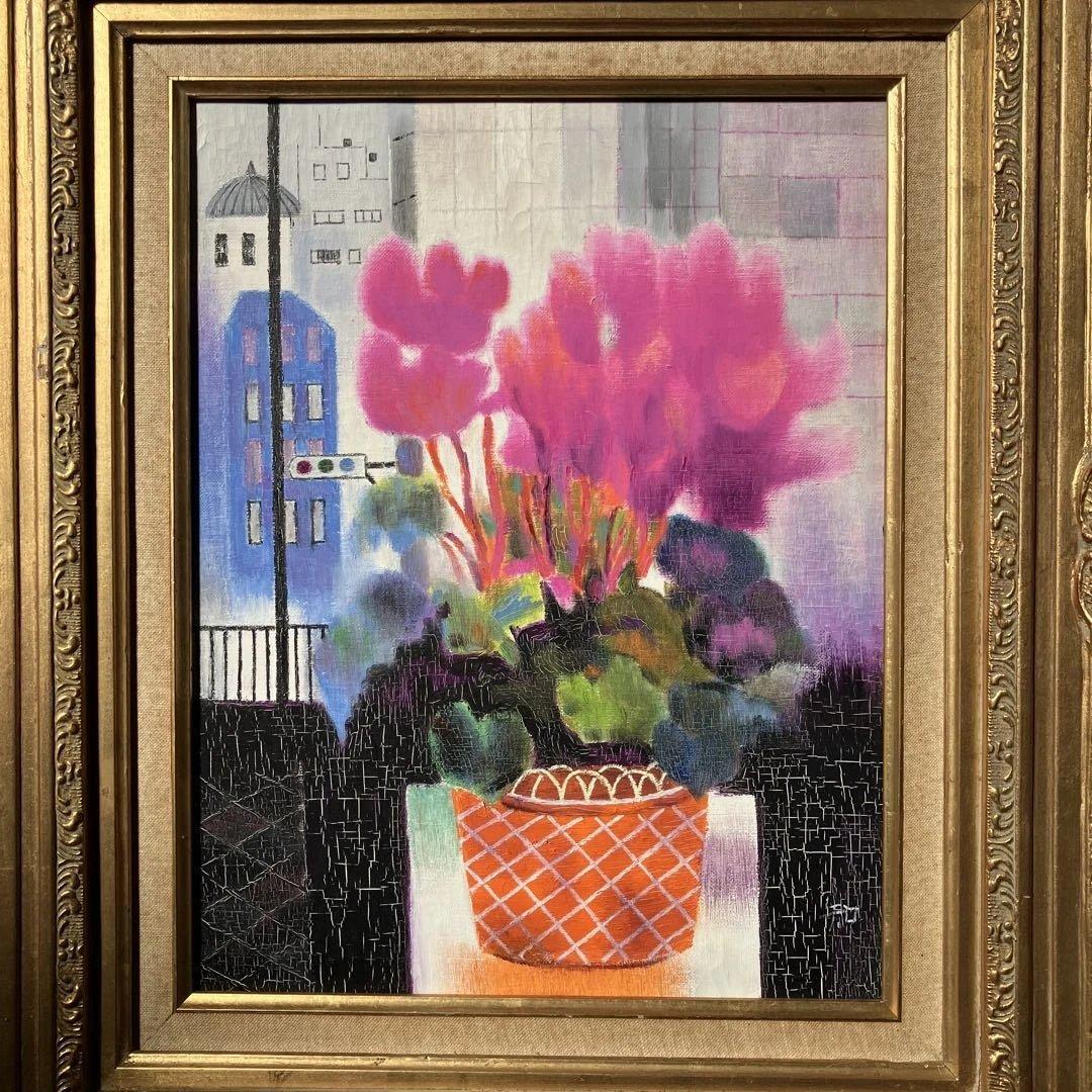 油彩 角田知可彦 「窓辺のしくらめん F6」