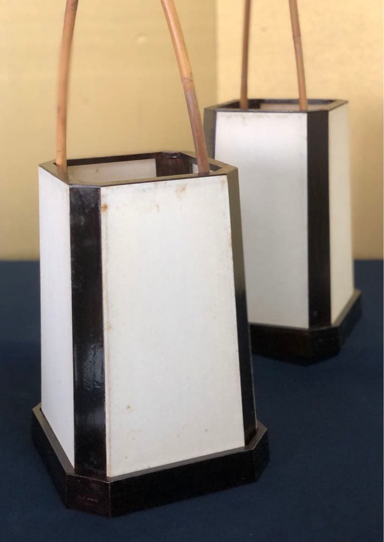 《R》溜 足元行燈 一対 行灯 露地 夜咄 茶道具 元箱　260114き3