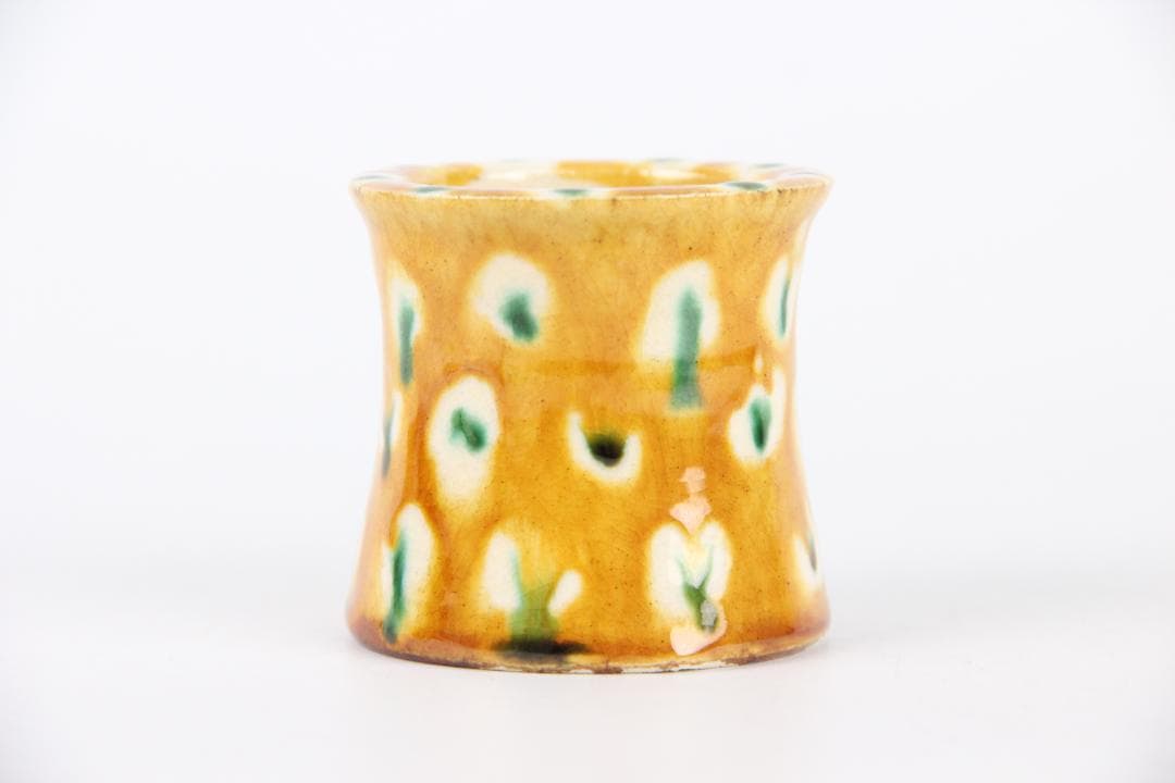 清水保孝作 三彩 蓋置 共箱付 茶道具 京焼 日本工芸会