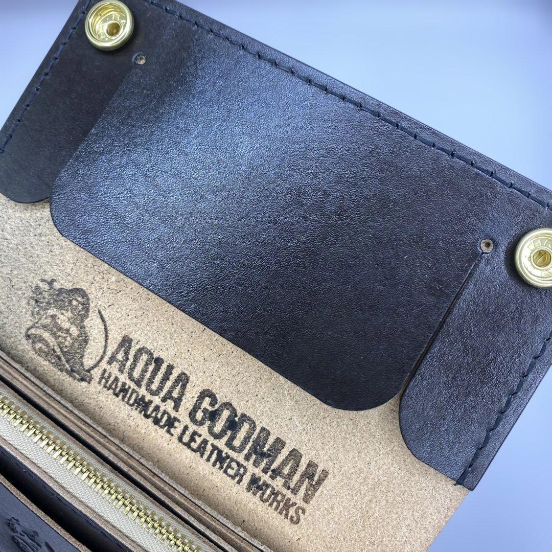 【無骨×上質】3層 丘染めブラック／ミドルトラッカーウォレットMTW