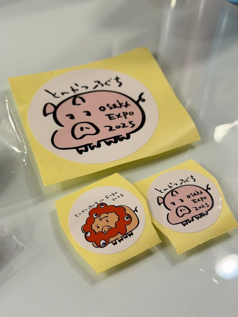 EXPO2025 大阪関西万博 とんかつ乃ぐち ピンバッジ 4個 シール3枚