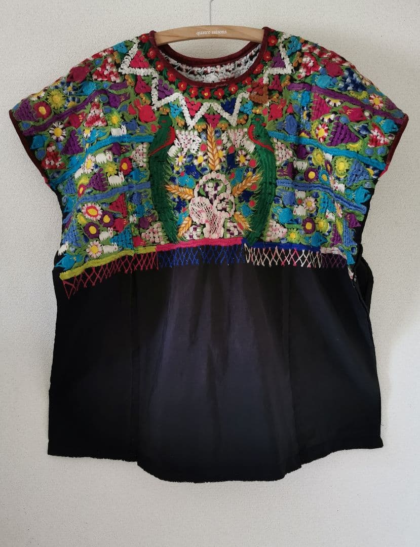 アンティークフランス購入 中米民族衣装 美しい手刺繍スモック 自然