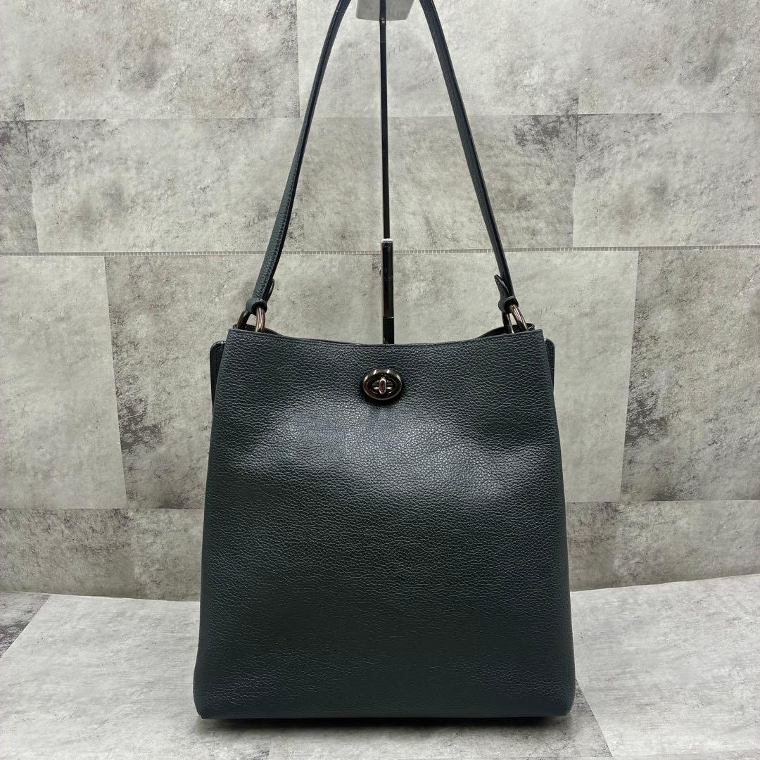 ✨美品✨コーチ　チャーリー　バケット　2way ターンロック　レザー　深緑