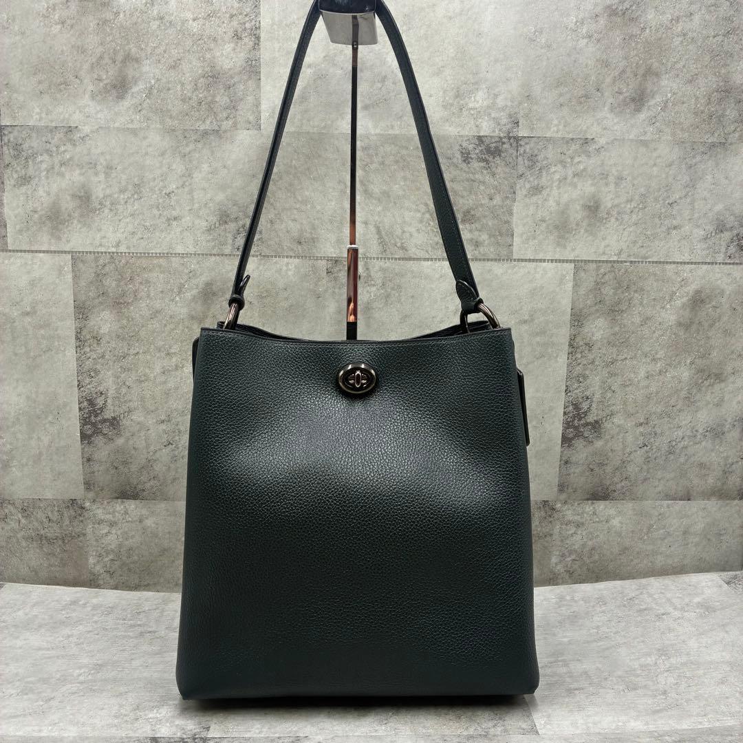 ✨美品✨コーチ　チャーリー　バケット　2way ターンロック　レザー　深緑
