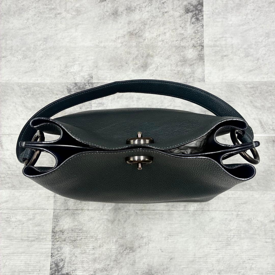 ✨美品✨コーチ　チャーリー　バケット　2way ターンロック　レザー　深緑