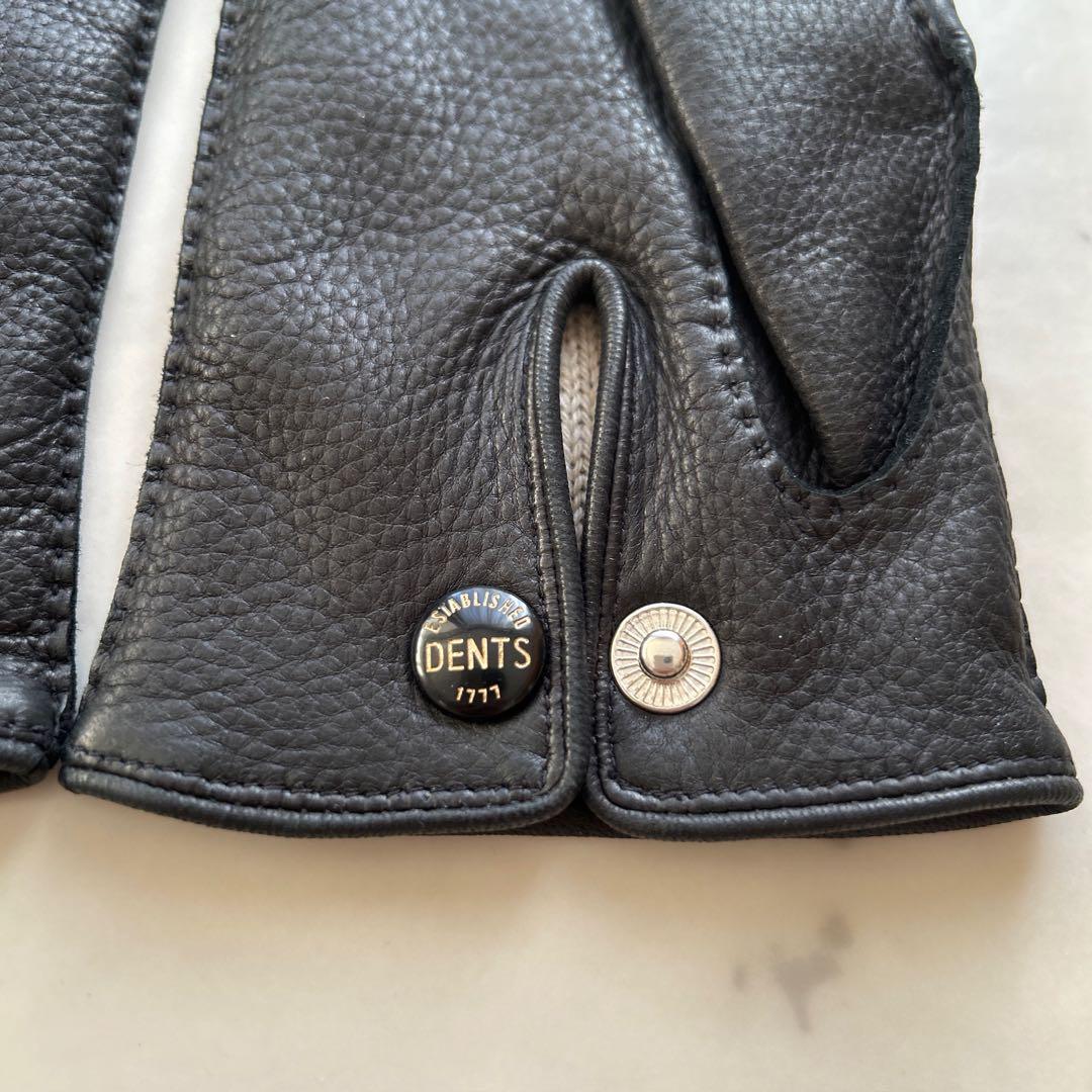 極美品 DENTS レザー 本革 手袋 8 カシミアライニング 黒 ブラック