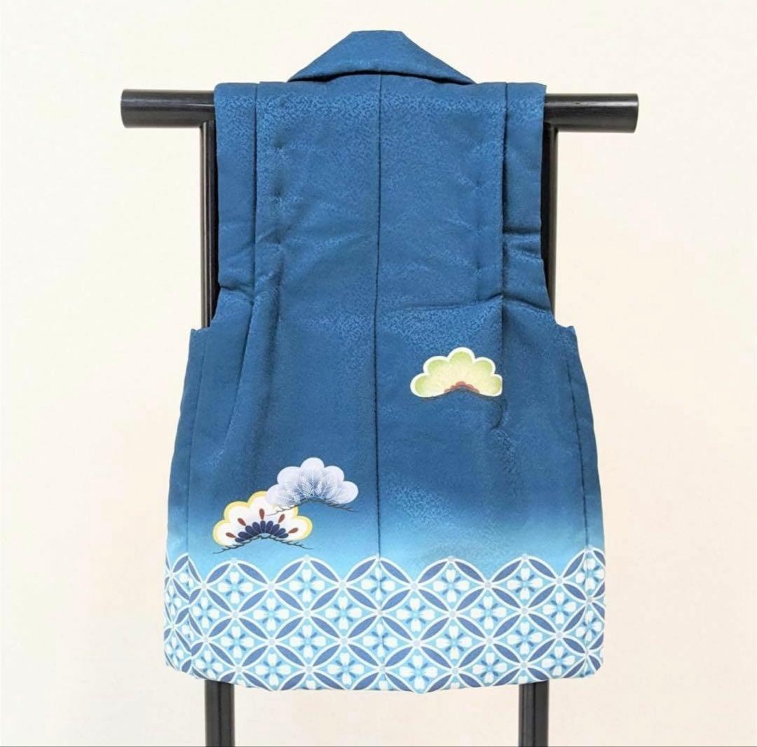 七五三3歳被布コート 【緑青鷹松七宝】男の子