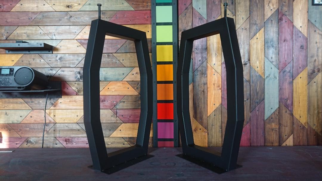 マットブラックでアイアンな極太鉄脚♪ 50×300×650mm 八角型