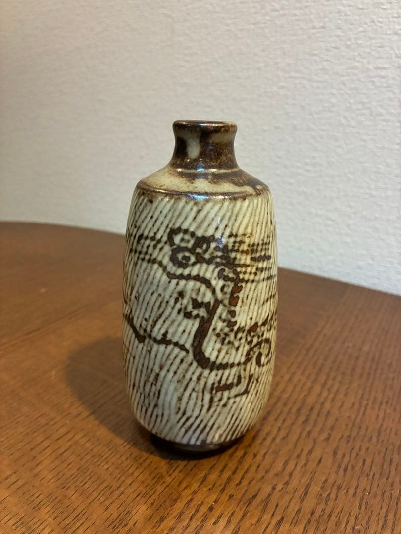 値下げ‼️酒器 人間国宝 島岡達三 昇龍徳利 石洞山人 絵付 共