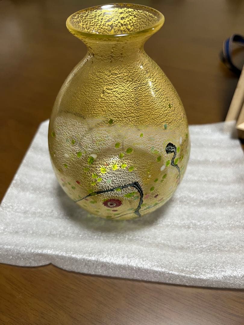 新品 未使用品 黒木国昭作 酒器 金彩 光琳 徳利 おちょこ 人間国宝ガラス