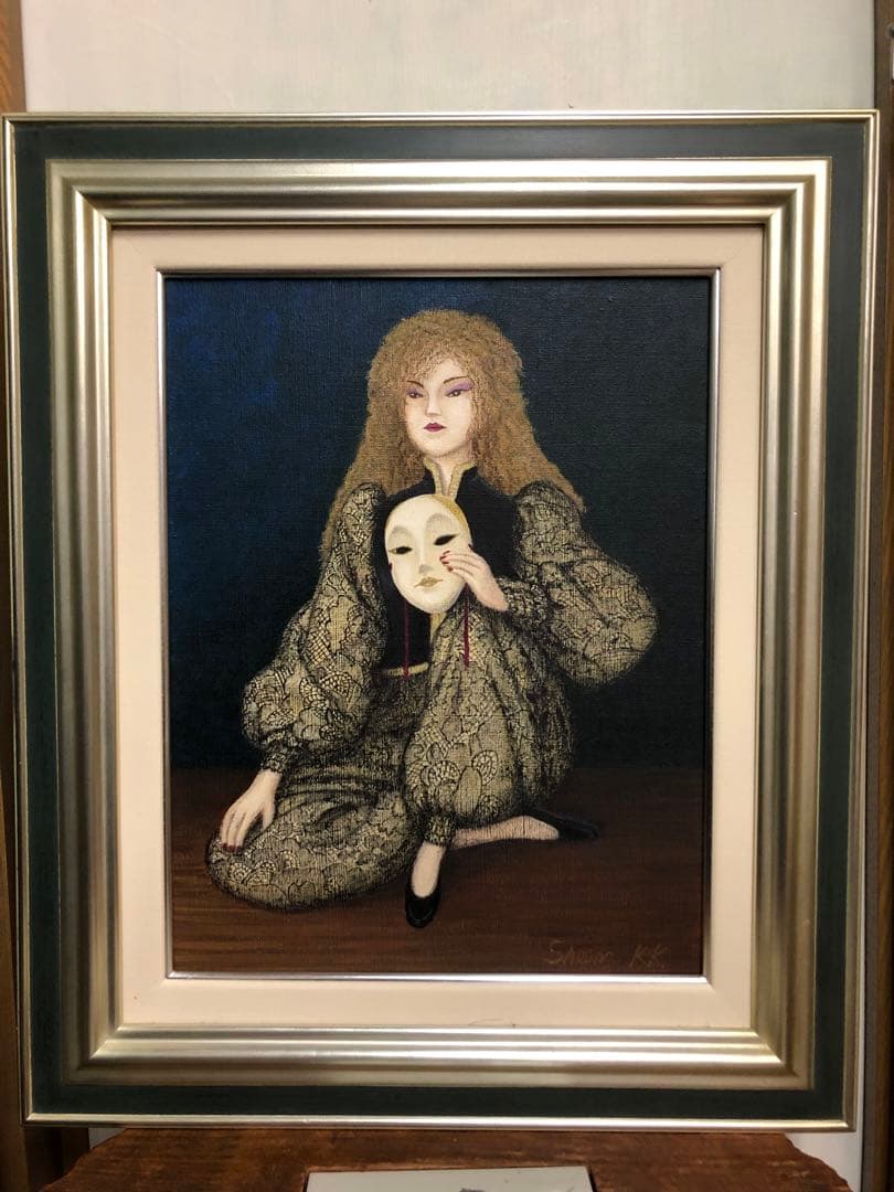 絵画 自作 アクリル F6号 キャンバス ピエロ 人形 アート インテリア